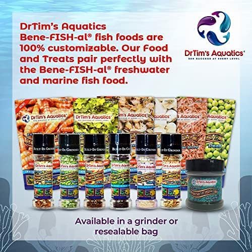Dr. Tim’s Aquatics Bene-FISH-al Peas Grinder Fish Food Enhancement – Improves Fish Function, Development – Adds Extra Flavor, All Natural – For Freshwater, Marine Fish, Coral Aquaria – 0.52 Oz.