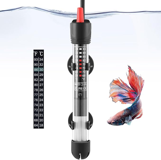 FEDOUR Aquarium Heater 50W 100W 300W, Submersible Glass Fish Tank Heater for Fresh and Salt Water (50W)