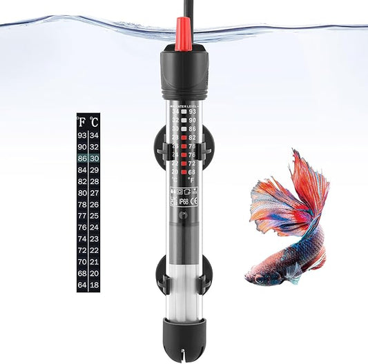 FEDOUR Aquarium Heater 50W 100W 300W, Submersible Glass Fish Tank Heater for Fresh and Salt Water (50W)