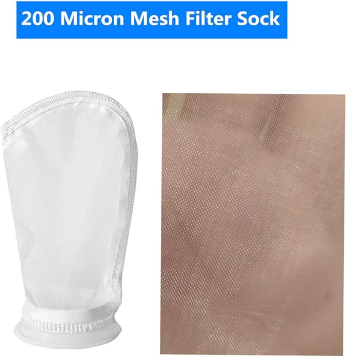 2 Pack 4 Inch Ring 200 Micron Mesh Filter Socks by 9 Inch Long, Short Bag Nylon 4 Inch Filter Bags for Aquarium Marine Reef Sump