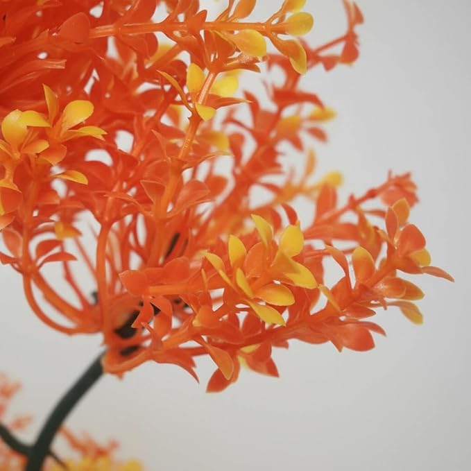 Mipukbay Aquarium Plants Tree - Orange Artificial Plastic Fish Tank Decor, Realistic Ornament Safe for Fish & Shrimp, Low-Maintenance Aquascaping Plants for Freshwater/Saltwater Tank Landscaping