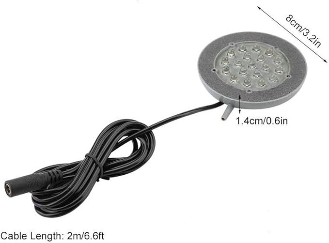Aquarium Air Stone, 19 LEDs Round Bubble Generator Fish Bubble Light Air Pump Bubble Stone Lamp Colorful Fish Submersible Light Aquarium air Bubble Light