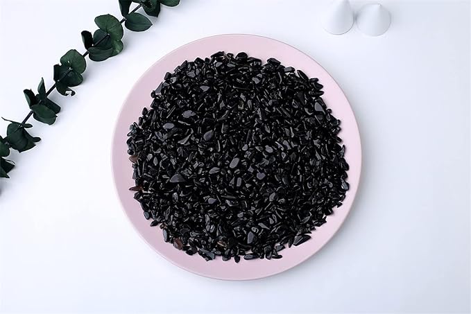 MAIBAOTA Natural Black Obsidian Crystal Quartz Rocks Chips Vase Filler Rocks for Succulent Plant Small Fish Tank Aquarium Gravel Decorative Pebbles Stones(200 gram)