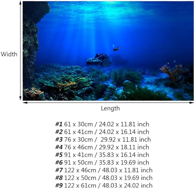 Huhushop Aquarium Background,HD Undersea Coral Reef Photo Wall Paper, Aquarium Fish Sea Mural,XXL Undersea Underwater World Wall Decoration (122x50cm)