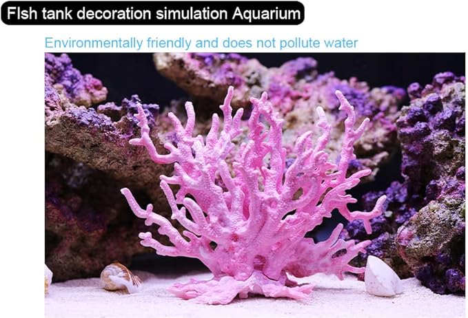 Artificial Aquarium Plant Ornament Decor Plastic Coral Reef Fish Tank Decoration Pink