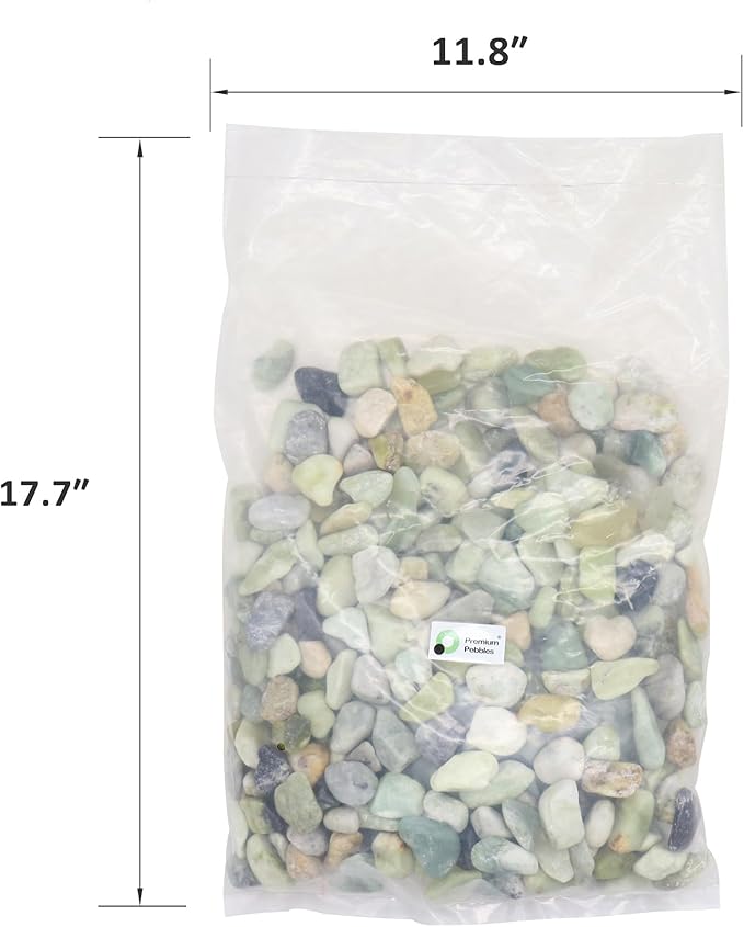 Rocks for Plants. Green Jade Polished Decorative Pebbles. 0.5 to 1 Inch 18 lbs. for Garden, Landscaping, Indoor, Vase fillers, Crafting, Succulents, pots, Plants