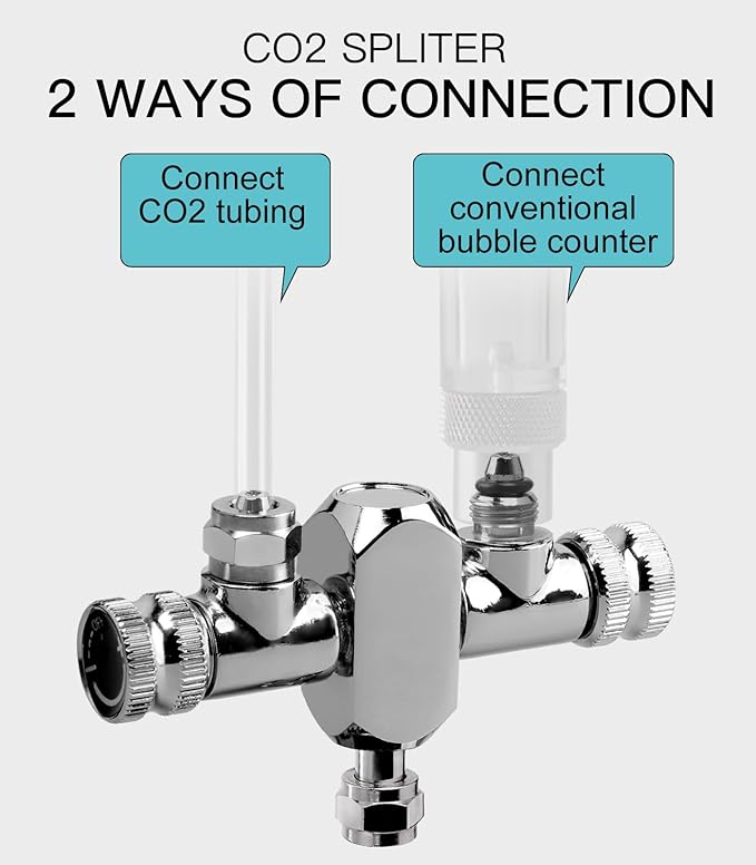 Aquarium Conventional CO2 Splitter Regulator Valve 2 Way for CO2 Generator
