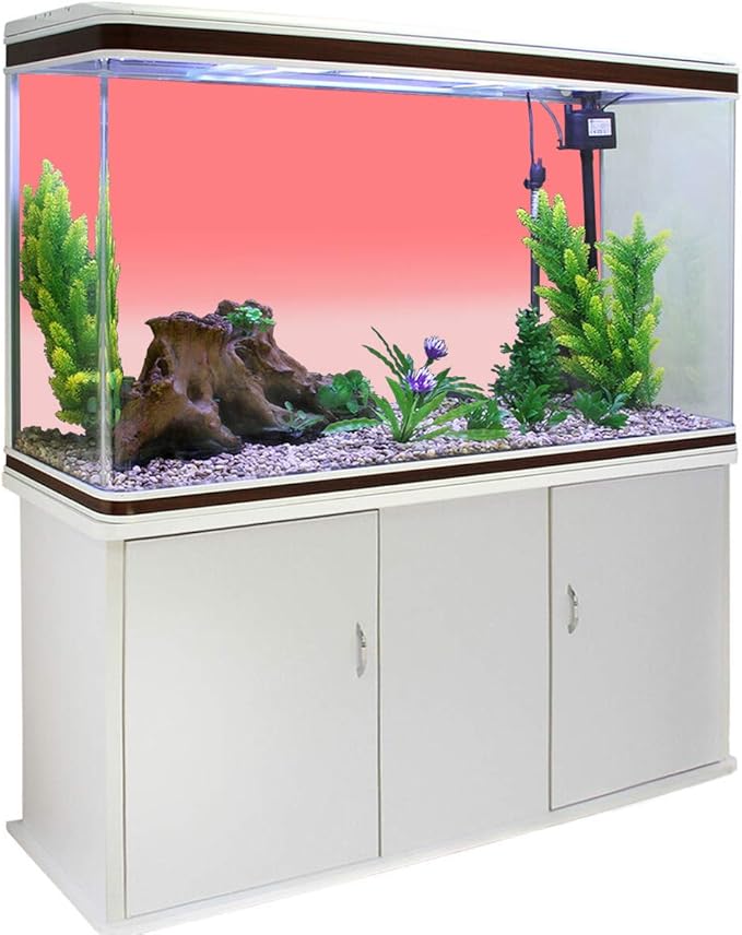 T&H Home Aquarium Décor Backgrounds - Gradient Pink and Light Pink Fish Tank Background Aquarium Sticker Wallpaper Decoration Picture PVC Adhesive Poster, 30.4" W x 12.4" H