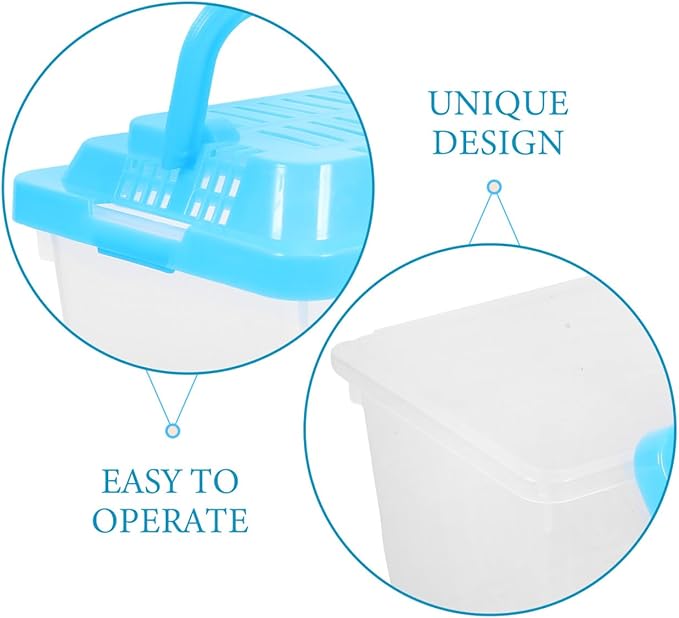 Toddmomy Handheld Transparent Aquarium Portable Plastic Aquarium with Lid for Turtles, Hamsters, and Small Pets (Random Color Lid)