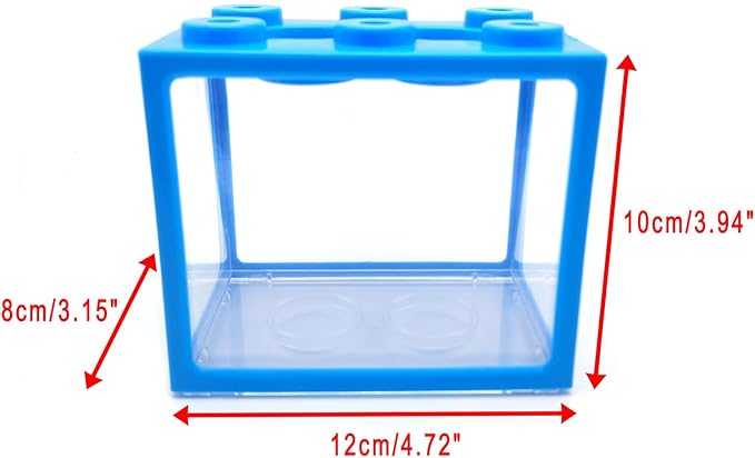 0.25 Gal Blue Stackable Mini Fish Tank Kit | Desktop Aquarium with Gravel & Plastic Plants Resin Decorations | Sea Monkeys Kit for Aquarium Enthusiasts