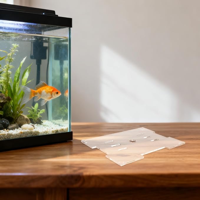 Clear Fish Tank Lid - 7.8x5.9Inch Acrylic Anti Jumping Aquarium Cover with Hole - Transparent Top Hood Grid Panel for Turtles Reptiles Shrimp Jump