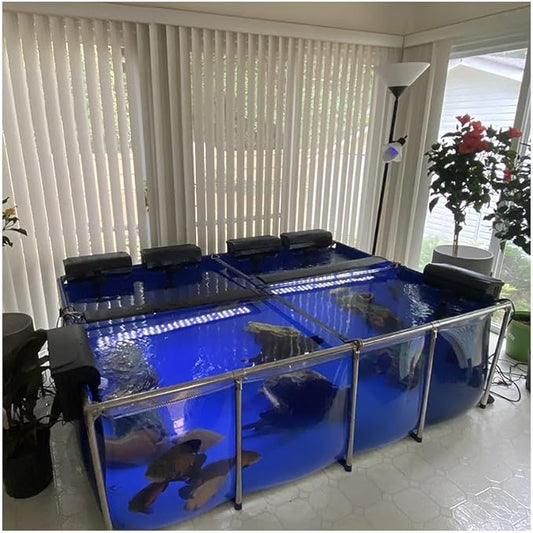 Breeding Water Tank for Goldfish Display Show Tank - Backyard Aquarium Pool Pond with Transparent Viewing Panel, PVC Canvas, Steel Frame, and Drain Valve for Stunning Aquatic