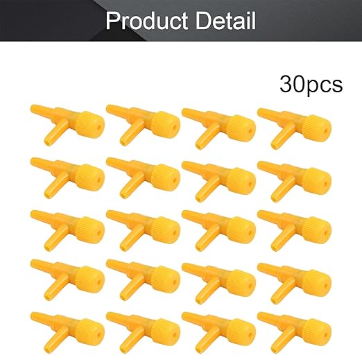 MroMax Aquarium 2 Way Air Line Plastic Regulator Connector for Fish Tank Pump 4mm/0.16", Yellow 30 Pcs