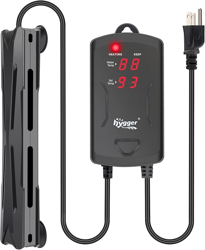 hygger Submersible Aquarium Heater with External Controller & LED Display - 200W Fully Submerged Fish Tank Heater for Freshwater Saltwater - for 25 to 50 Gallon Tanks
