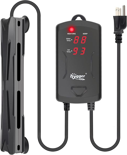 hygger Submersible Aquarium Heater with External Controller & LED Display - 200W Fully Submerged Fish Tank Heater for Freshwater Saltwater - for 25 to 50 Gallon Tanks