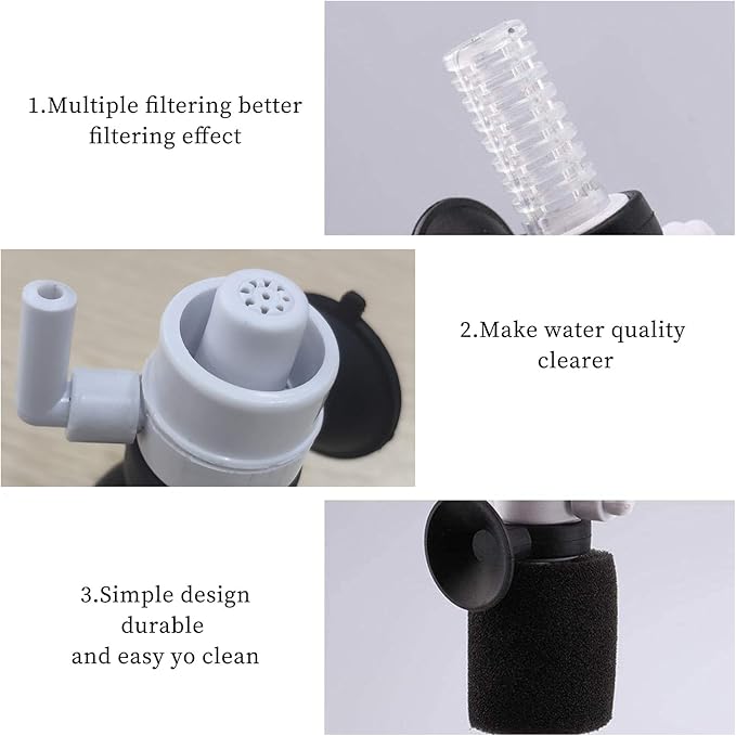 WishLotus Portable Aquarium Filter, Internal Purifier Fish Tank Filter, Mini Multi Layer Power Filter for Fish Tank, Sponge Fish Filter is Suitable for Freshwater and Saltwater Household Tank/Aquarium