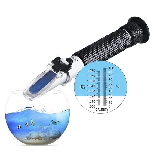 Salinity Refractometer for Seawater and Marine Fishkeeping Aquarium, Saltwater Tester Hydrometer, Dual Sacle 0-100ppt & 1.000-1.070 Specific Gravity with ATC Automatic Temperature Compensation