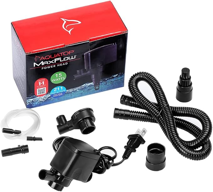 Aquatop MaxFlow 343 GPH Submersible Aquarium Power Head - High-Performance Fish Tank Water Pump, Quiet and Efficient, PH-16