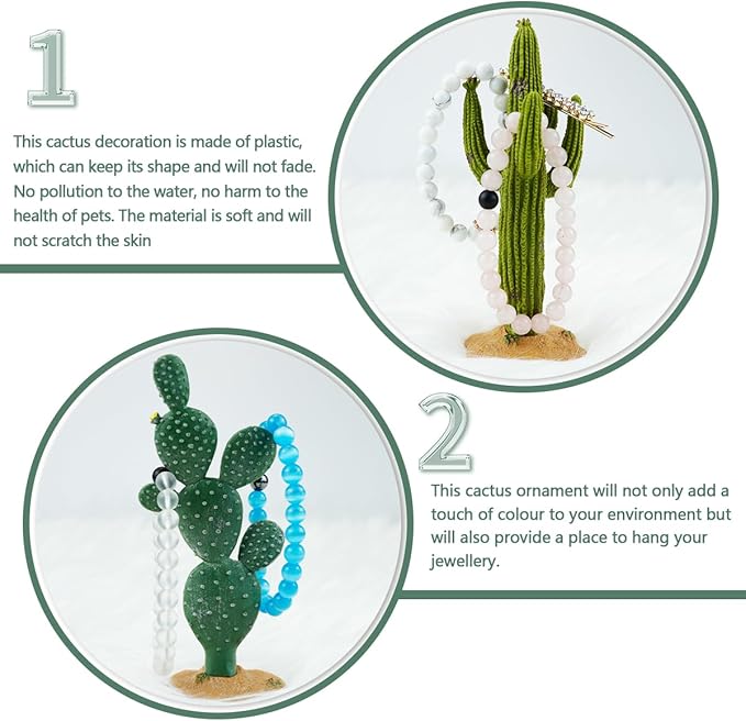 2Pcs Reptile Cactus Plants Terrarium Decoration Faux Reptile Terrarium Cactus Plant Landscape Decoration for Turtle Lizard