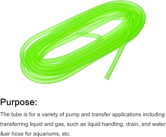uxcell Aquarium Airline Tubing Hose 5/32" ID 15/64" OD 1Pcs 13.12 Ft Silicone Flexible Airline Tubing for Fish Tank, Terrariums, and Hydroponics, Green