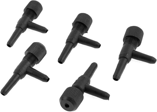 uxcell Plastic Fish Tank Aquarium 2 Way Air Pump Control Valves Splitter 5 Pcs Black