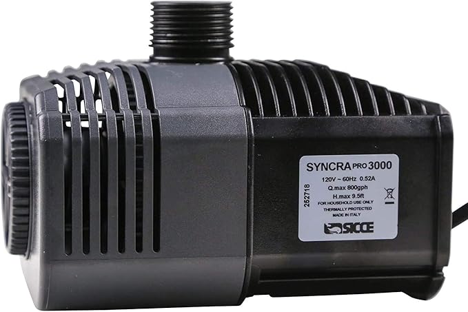 Sicce Syncra Pro 3000 Submersible Water Pump 800 GPH High Performance Quiet Pump for Aquariums, Ponds, Fountain