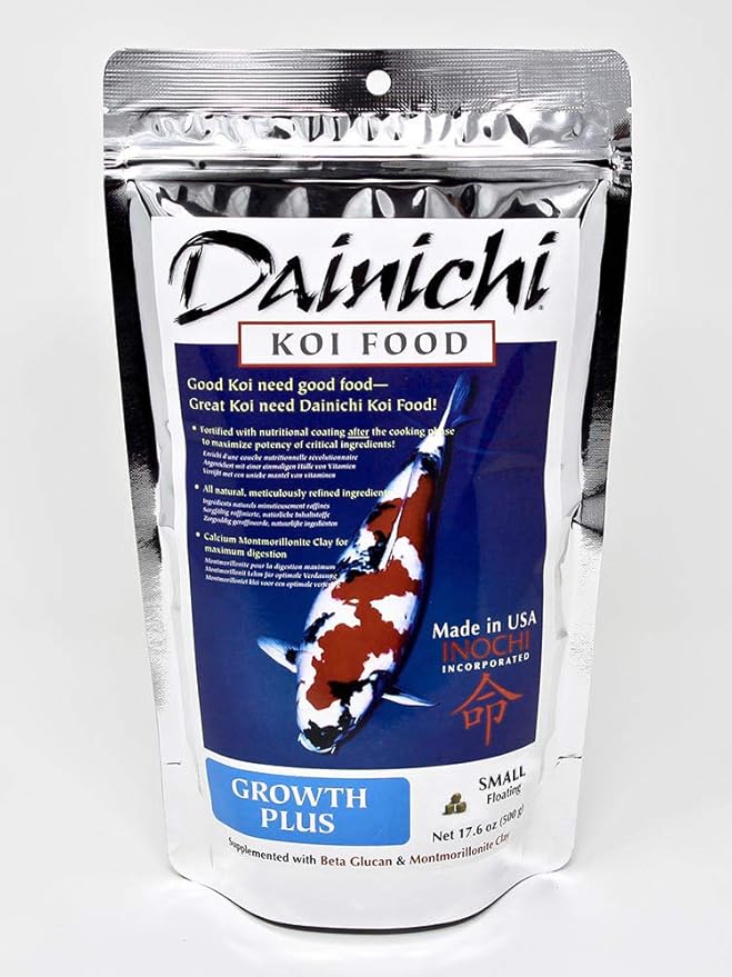 Dainichi Koi Fish Food, Growth Plus 1.1 lbs - Medium Floating Pellets (5.5 mm) for Koi, Goldfish, and Other Pond Fish. Krill Coating. Maximizes Growth.