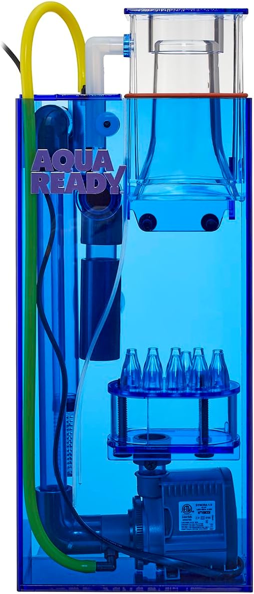 AquaReady Hang On Back Protein Skimmer for Saltwater Aquariums HOB-1.5, Up to 75 Gallon Fish Tank Filtration, Hang On External, Adjustable, Ultra Quiet Pinwheel Pump