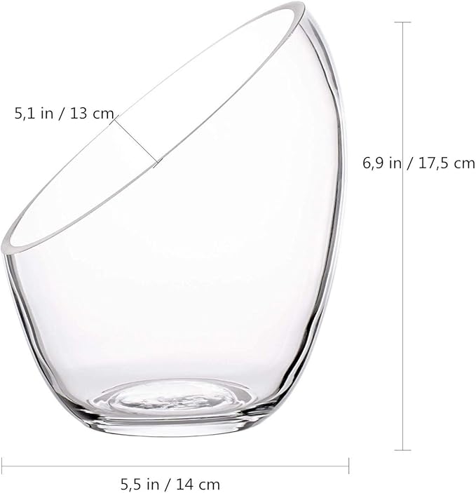 Clear Slant Cut Bubble Bowl, Fish Bowl & Plant Terrarium, Candy Jar Slant Cut Globe Vase Center Piece, Round Flower Vase, (6.9“ Tall .5.5“ Wide) …