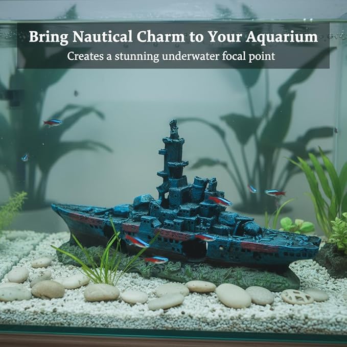 J-star Fish Tank Decorations, Shipwreck Ship Aquarium Decor, Aquarium Fish Tank Landscape Decoration Resin Ornaments