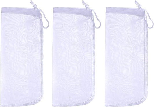 ALEGI Media Filter Bag Aquarium Extra Fine,Reusable 180 Micron Drawstring Mesh Filter Bags for Very Fine Resins Filter (10"*3.9" (3 Pack))