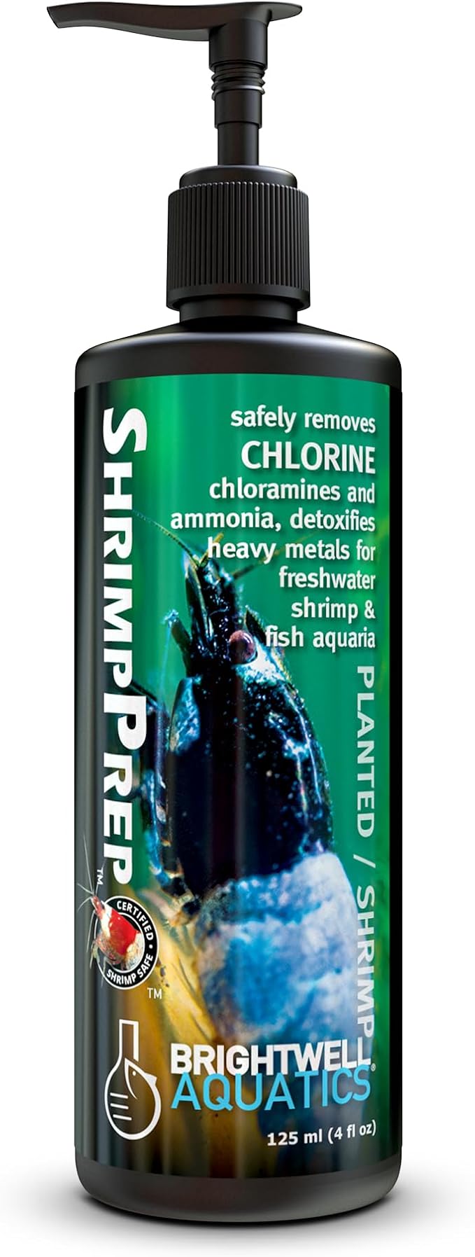 Brightwell Aquatics Shrimp Prep – Water Conditioner for Freshwater Shrimp & Aquariums – Removes Chlorine, Ammonia & Heavy Metals – Promotes Healthy Habitat, 125 ml
