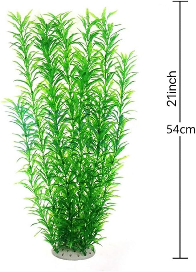 Norgail Large Aquarium Plants Artificial Plastic Fish Tank Plants Decoration Ornaments Safe for All Fish 21 Inches Tall (Green 1pcs)