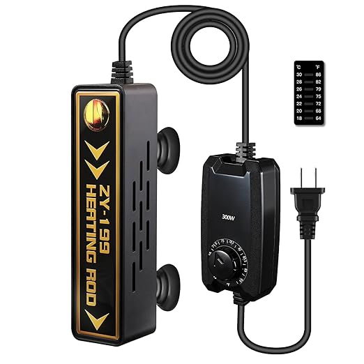 Adjustable Aquarium Heater Aquarium Heater,Submersible Adjustable Fish Tank Heater 300W,Rotatable and Adjustable Temperature Control, Used for 40-80 Gallon