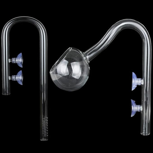 Poppy Pipe Glass Inflow Outflow Set Aquatic U Shape Inflow Pipe Set for Aquarium Planted Tank Filter 17mm for 16/22mm(5/8" ID) Tubing