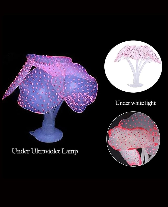 ZtohPyo 4 Pieces Aquarium Fish Tank Decorations with Glowing Effect, Silicone Glow Artificial Ornament Coral Reef Plants for Aquarium Decoration Small and Large Fish Bowl Decor Accessories