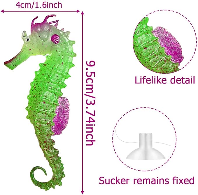 Glowing Aquarium Ornaments Silicone Fish Tank Decor Artificial Sea Anemones Decorations Including Coral Jellyfish Sea Horse, Christmas Tree Sillicon Ornament Decoration for Aquarium Fish Tank