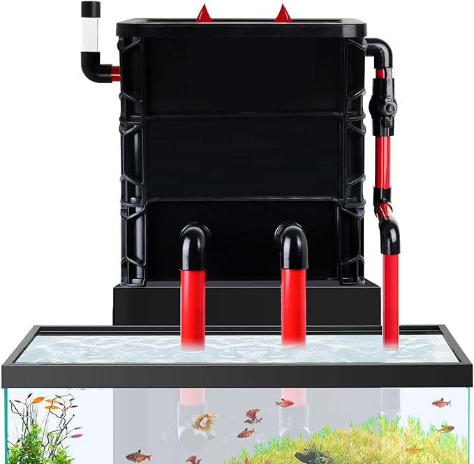 3-Layer Aquarium Filter Box for 10-55 Gal Fish Tank/Turtle Tank - Adjustable Water Inlet with 3 Filter Pads, External Fish Tank Filtration System