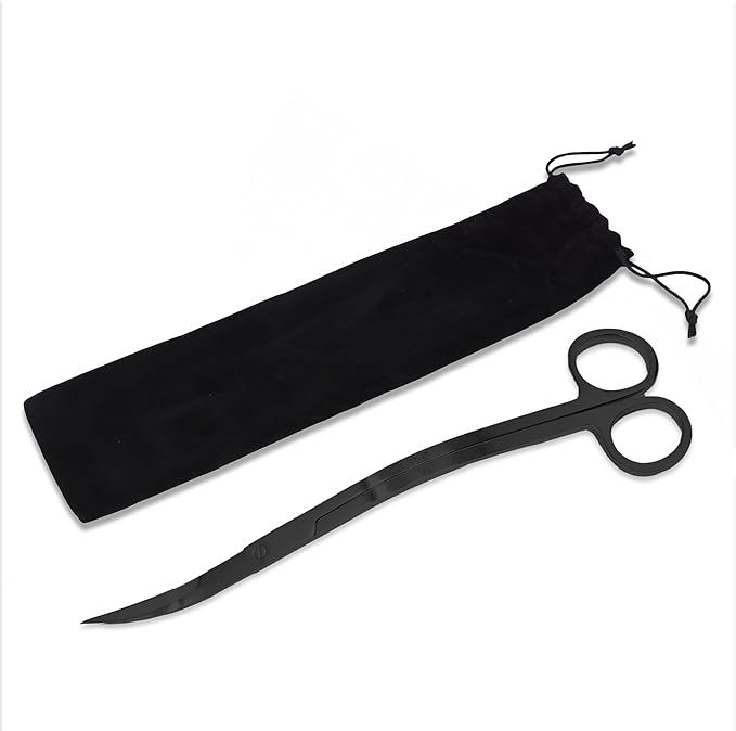 Mandala Crafts Extra Long Black Stainless Steel Curved Aquarium Scissors for Trimming Aquatic Plants – Wave Aquascape Scissors for Fish Tanks, Hospital Tanks, Goldfish Bowls, Aquariums, and Terrariums
