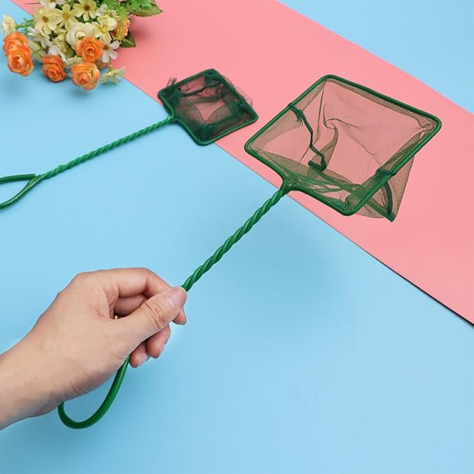 POPETPOP 2pcs Fish Fishing Net Nylon Mesh Tear-Resistant Design for Safe Catching Aquariums Twisted Plastic Handle for Versatile Use