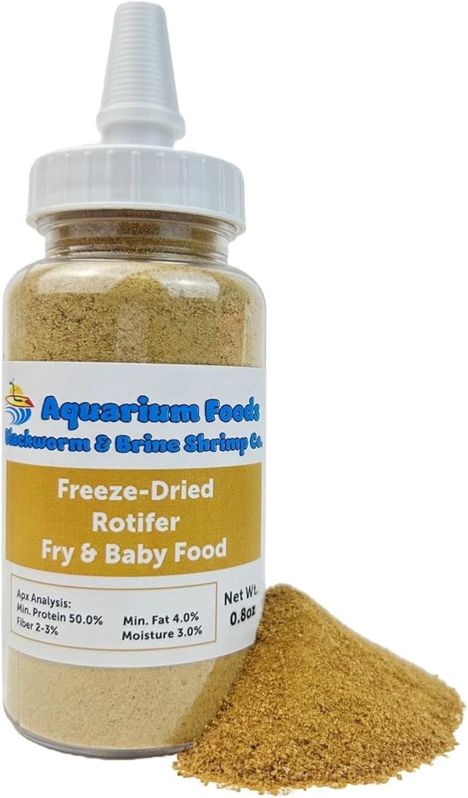 Rotifers Powder-Micro Bits Fry & Baby Food, for Freshwater Fish, Marine Fish, Baby Pond Fish, Corals, Anemones, All Tiny Nano Fish, Fry and Babies…0.8oz Med Squeeze Bottle