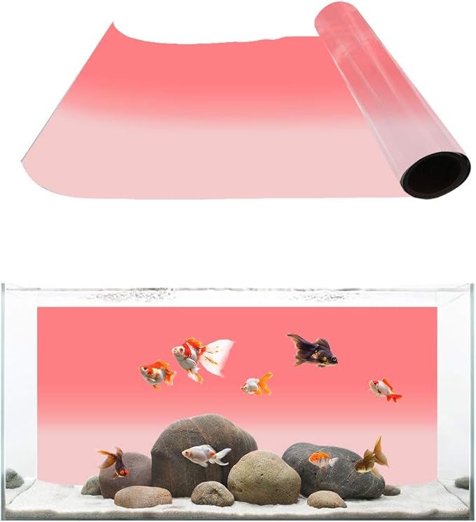 T&H Home Aquarium Décor Backgrounds - Gradient Pink and Light Pink Fish Tank Background Aquarium Sticker Wallpaper Decoration Picture PVC Adhesive Poster, 30.4" W x 12.4" H