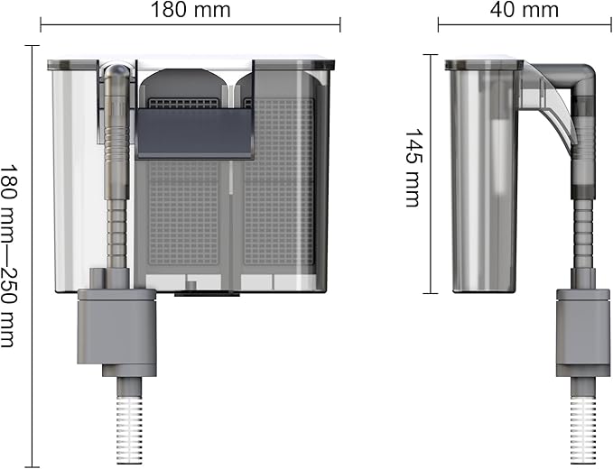 Vimvins Small Aquarium Filter, Quiet Fish Tank HOB Filters for 2 to 5 Gallon Aquariums, Adjustable Flow（Model: 302）