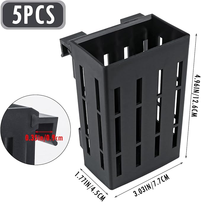 5Pcs Hanging Aquarium Plant Holder Aquatic Plant Pot with Hanger Fish Tank Accessories Aquarium Planter Cups for Aquaponic Plant Cultivation,Black
