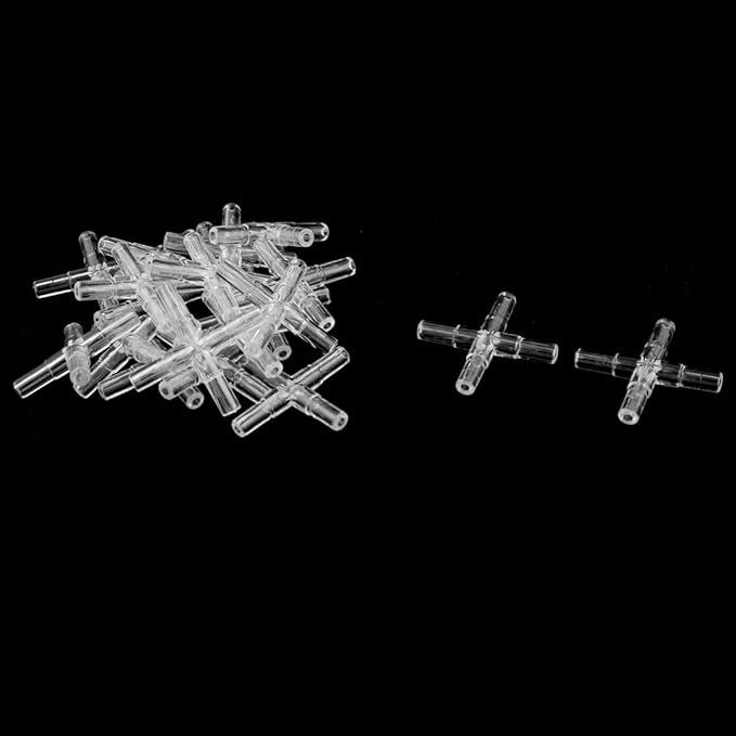 uxcell Plastic Universal Fish Tank Aquarium 4 Ways Cross Design Air Valves Splitter 20 Pcs Clear