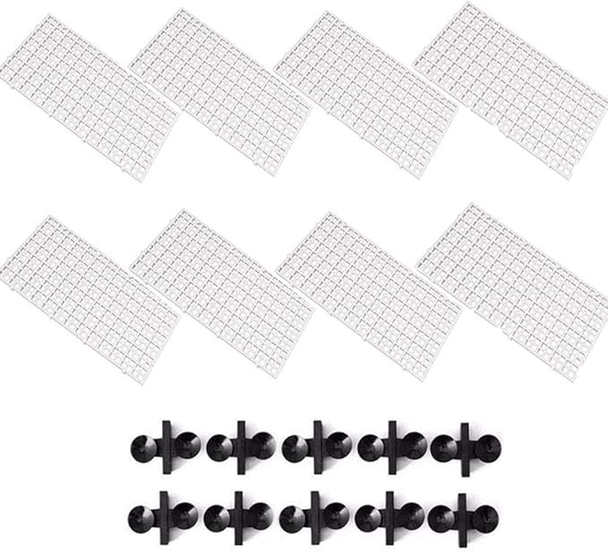 8 Pcs Aquarium Divider Grid Tray Egg Crate Fish Tank Filter Bottom Isolation Board Aquarium D¨¦cor Tank Dividers Partition Net Pane&10 Pcs Sucker Clips Suction Cups for Mixed Breeding,White