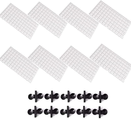 8 Pcs Aquarium Divider Grid Tray Egg Crate Fish Tank Filter Bottom Isolation Board Aquarium D¨¦cor Tank Dividers Partition Net Pane&10 Pcs Sucker Clips Suction Cups for Mixed Breeding,White