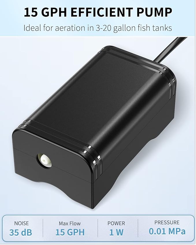 Pawfly Aquarium Air Pump with Nano Bio Sponge Filter Kit Air Control Valve Airline Tubing and Check Valve Accessories