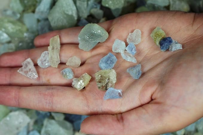 Fantasia Materials: 1 lb Aquamarine Rough Stones from Brazil