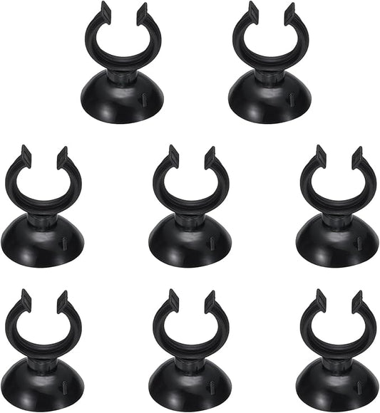 Aquarium Suction Cups, Fish Tank Suction Cups Clips Airline Tube Holders Clamps (Plastic, 8Pcs, Black) for 0.8" Fish Tank Airline Tubing Binding Moss Shrimp Nest, 20x30MM